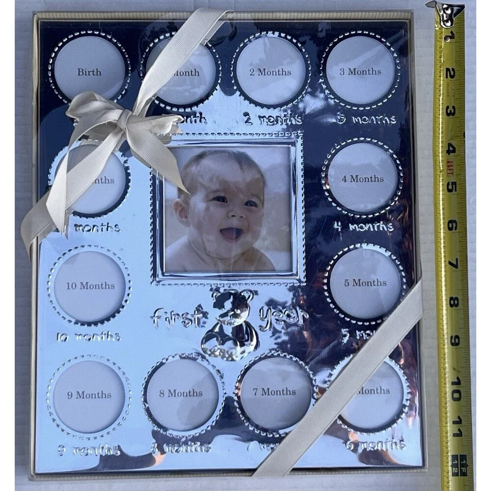 Child of Mine by Carter’s First Year Baby Photo Frame 12 Month Silver Teddy Bear